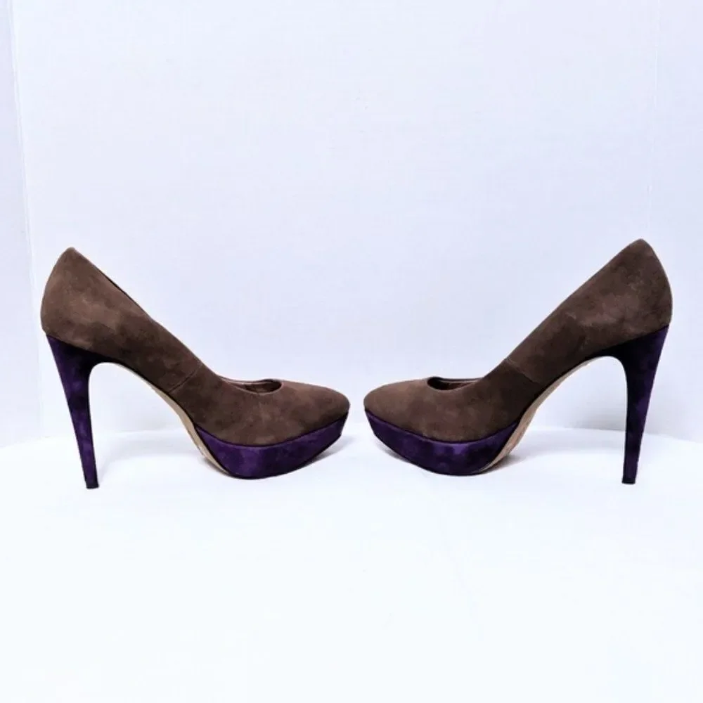 VINCE CAMUTO Ritz Suede Tan Platform Pumps 6.5